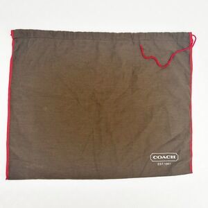 Coach Dust Bag‎ Brown Red Trim Drawstring Pouch Purse Storage 18.5" x 15"